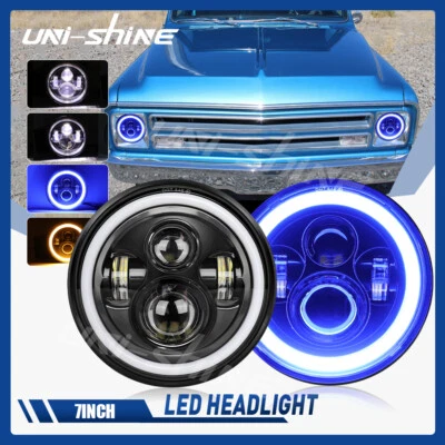 2X Faros LED Proyectores Halo Azul 7"" para Chevrolet C10 C20 Pickup K10 K20 Foto 1 de 4