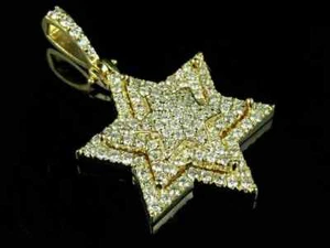 925 Silver Star Pendant Round Cut Lab Created Diamond 14k Yellow Gold Finish - Picture 1 of 1