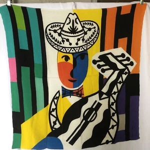 Schal Modern Art Abstrakter Druck Polyester Quadrat Mehrfarbig 26x28 Signiert - Bild 1 von 7