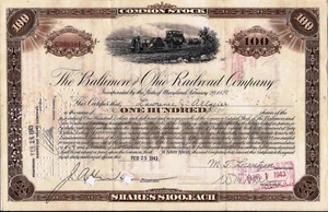 Stock certificate Baltimore & Ohio Railroad Company dated 1930's - Picture 1 of 1