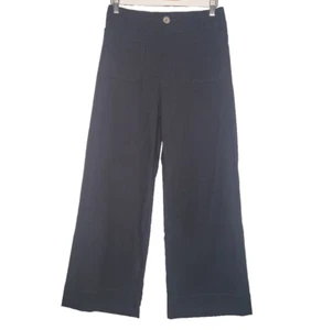 Pantalón Maeve by Anthropologie 27 Negro Mezcla de Lino The Colette Recortado Ancho - Imagen 1 de 13