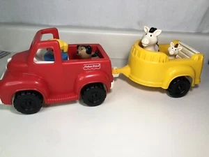 Fisher Price Little People 72591 red pickup truck yellow trailer Pony Pickup - Picture 1 of 14