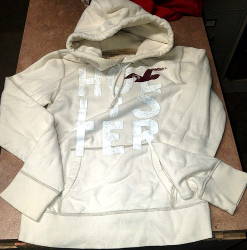 OFF WHITE FELPA CON CAPPUCCIO PANNA LOGO HOLLISTER TAGLIA M