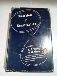 Materials of Construction M.O. Withey and G.W. Washa Illustrated HC 1954  - Picture 1 of 12