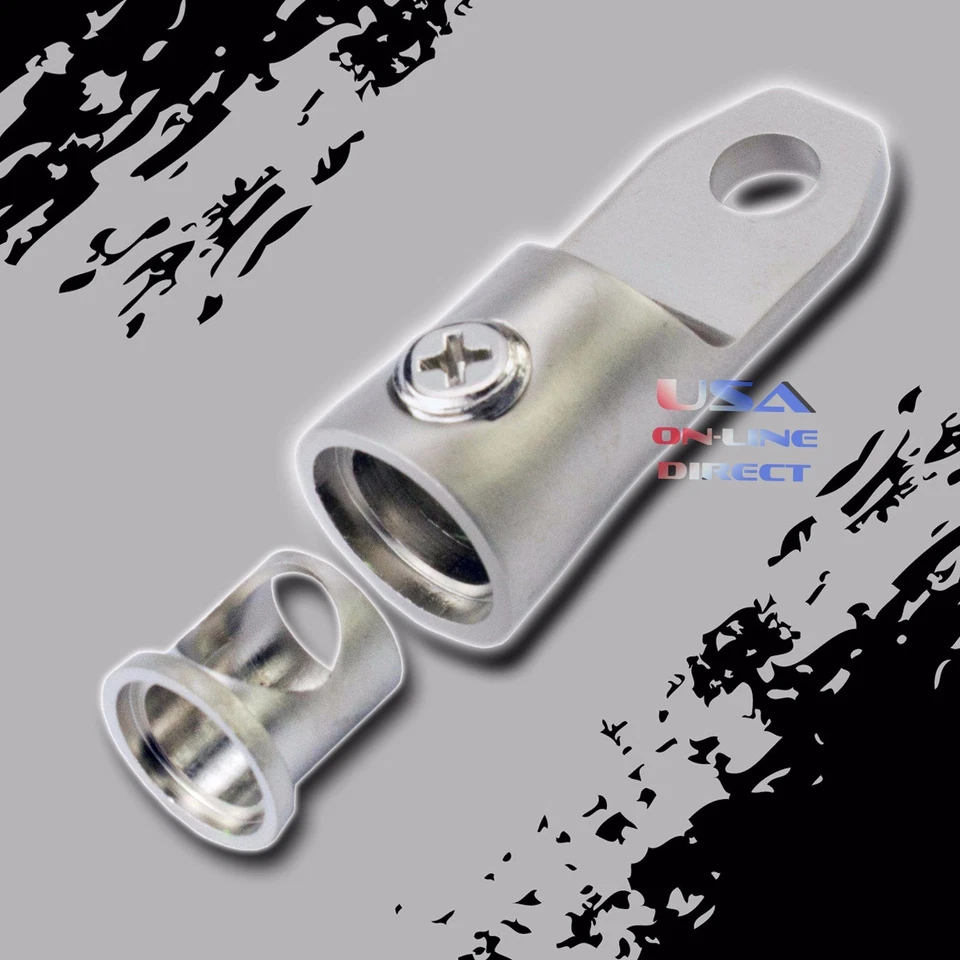 2 pcs Platinum 0/2 AWG Gauge Ring Terminal w/ Adapters Audio 12v Battery Marine  - Image 1 of 1