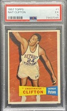 1957 TOPPS BASKETBALL CARD Nat “Sweetwater” Clifton #1 PSA 5 Detroit PISTONS
