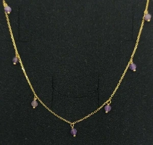 Collar oro 18k 750 mls . 9 espinelas moradas - Imagen 1 de 4