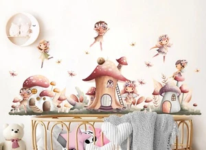 Baby Flower Fairy Butterfly mushroom Nursery Removable Wall Decal Sticker - Bild 1 von 5