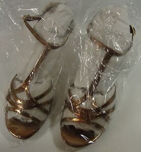 8B NEW Saugus Shoe Bridal Dress Shoe GINGER Bronze Metallic T-Strap Sandal #657