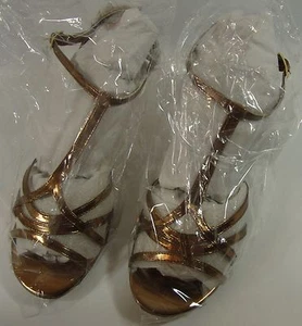 8B NEW Saugus Shoe Bridal Dress Shoe GINGER Bronze Metallic T-Strap Sandal #657 - Picture 1 of 6