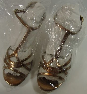 8B NEW Saugus Shoe Bridal Dress Shoe GINGER Bronze Metallic T-Strap Sandal #657 - Image 1 of 4