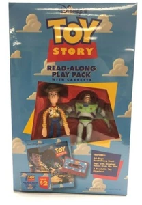 Toy Story READ-ALONG PLAY PACK W/ Cassette & Book Woody & Buzz Figurines - Picture 1 of 6