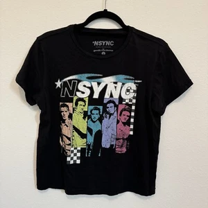 NSYNC Vintage schwarzes Konzert kurz geschnittenes T-Shirt Größe Large - Bild 1 von 7