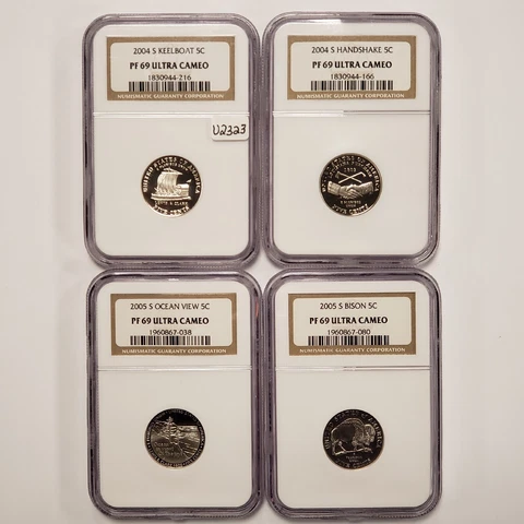 2004-S Nickel Set of 4 - Handshake Keelboat Bison Ocean - NGC PF 69 UC - U2323 Cover