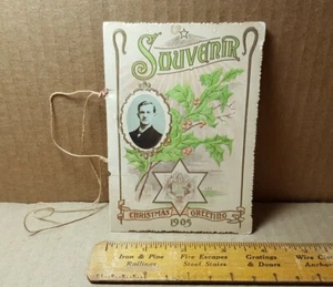 Folleto de saludo de Navidad de 1905 de colección con persona desconocida en la foto - Imagen 1 de 8