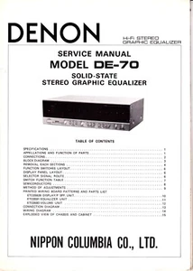 Original Denon DE-70 Service Manual - Picture 1 of 1