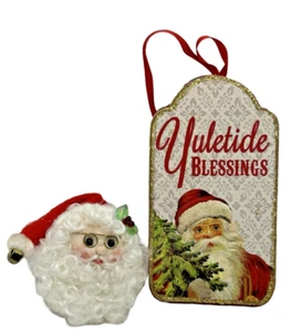 2 Weihnachtsmann Yuletide Segen Holztuch Weihnachtsmann mit flauschigen Bartschmuck - Bild 1 von 5