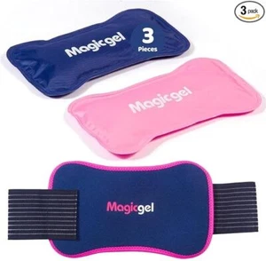 Magic Gel Ice Packs for Injuries Reusable (3 Pieces) | Flexible Wrap Around Gel - Picture 1 of 6
