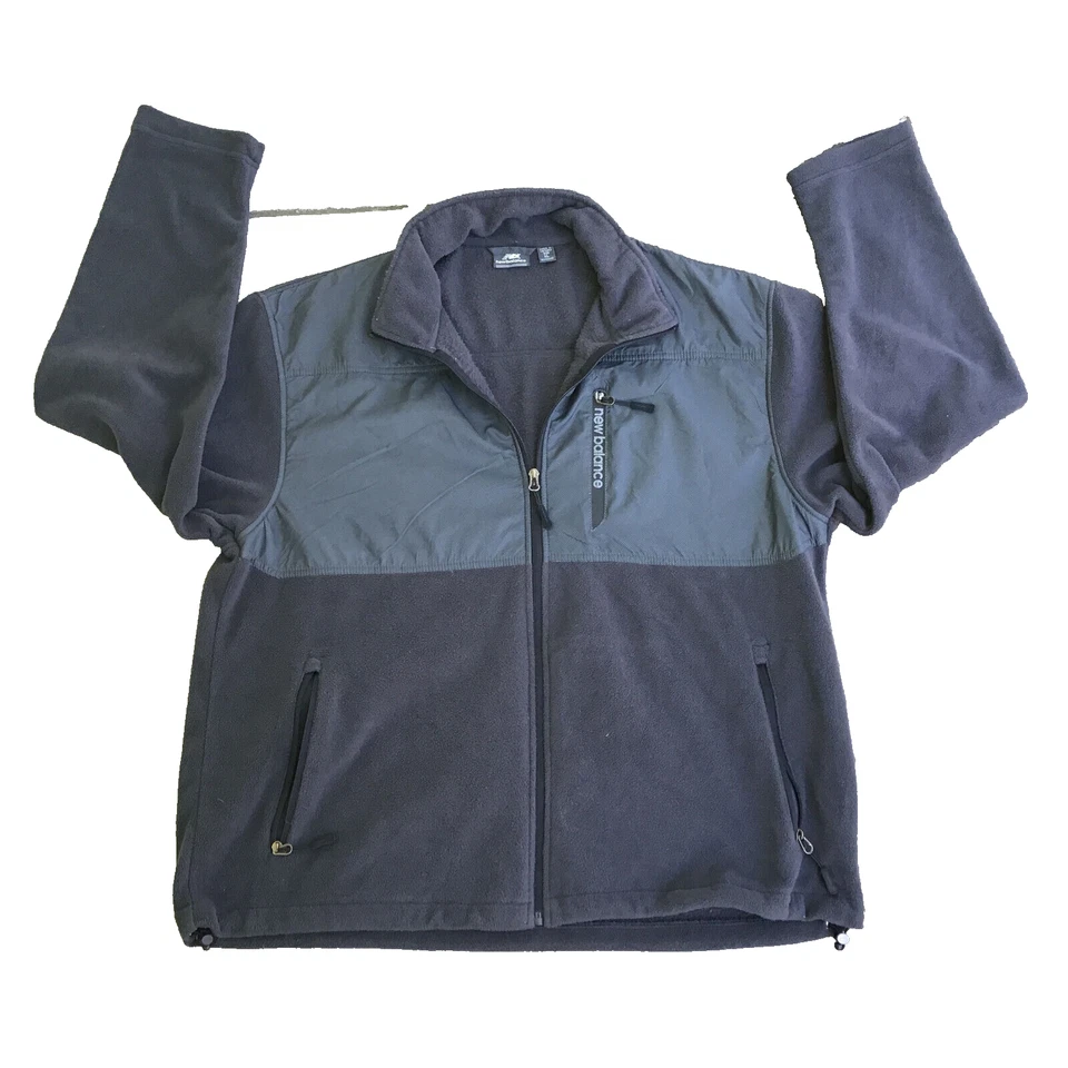 Chaqueta New Balance Polar Polar Fleece Cremallera Hombres XL Sudadera Gris Negro Foto 1 de 4
