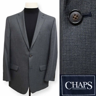 CHAPS mens gray patterned two button sport coat suit jacket blazer 44 L - Image 1 of 4