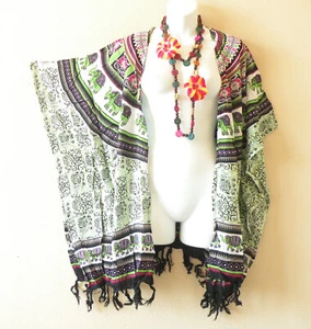 CB343 Cardigan Duster Kimono Open Front Plus Hippy Jacket Cover up Top up to 5X - Picture 1 of 3