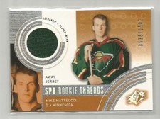 Mike Matteucci 2001-02 Upper Deck SPX Rookie Threads Jersey /1500 Minnesota Wild