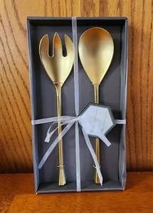 Macy's Thirstystone Gold-tone Finish Zinc Alloy 2 Piece Salad Server Set NEW - Picture 1 of 10