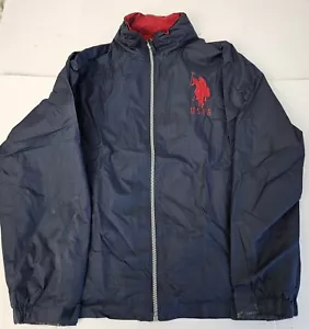 USPA US POLO ASSN RAIN HOODIE WINDBREAKER JACKET SIZE XL BLUE & RED - Picture 1 of 14