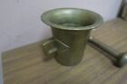Vintage Solid Brass Mortar and Pestle with Handles 