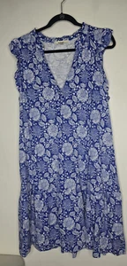 Boden abito blu bianco 16 18 R maglia floreale a strati - Foto 1 di 7