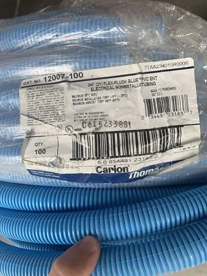 Bobina de conduíte Carlon 3/4" x 100' tubo elétrico não metálico flexível PVC azul - Imagem 1 de 3