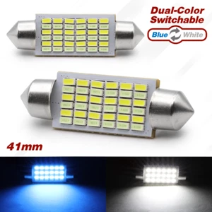 2X 42mm Bright Dual-Color Blue & Cool White Map Dome Interior LED Lights Bulbs - Bild 1 von 7