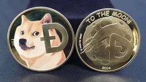 Dogecoin TO THE MOON Physische Münze Sammlerstück Krypto Souvenir Neu UK Verkäufer - Bild 1 von 10