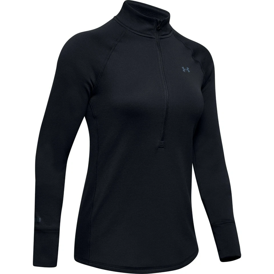 Women's Under Armour ColdGear Base 4.0 1/2 Zip Baselayer Shirt Black 1343319-001 - Image 1 of 1