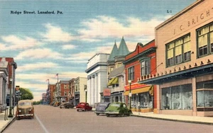 POSTCARD STREET SCENE BRIDGE STEET LANSFORD PENNSYLVANIA - Picture 1 of 2