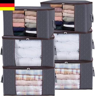 6er 90L Aufbewahrungstasche, Aufbewahrungsbox für Kleidung Bettdecken Bettwäsche - Bild 1 von 4