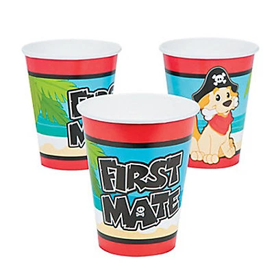 PIRATE PARTY First Mate Dog and Bone Pirates Disposable Drinking Cups Pack of 8 - image 1 of 3