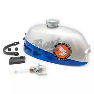 Blue & Silver Honda Mini Trail Z50 K0 K1 68-70 Gas Fuel Tank Kit Emblems Cap - Picture 1 of 5