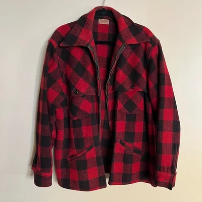 Vintage Malone J. O. Ballard Jacket Wool Cruiser Red Buffalo Plaid (52" chest) - Image 1 of 4