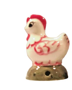 ++=[x] Huhn J*251.B --20.422.2-- Keramik weiß mit roter Henne Torte Vogel - Bild 1 von 6