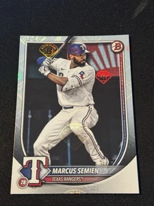 2025 Bowman Retro Logo Refractor Marcus Semien #24 Texas Rangers - Picture 1 of 3