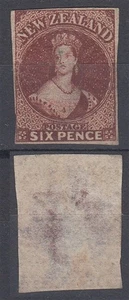 NEW ZEALAND 1864 QV FFQ 6d. RED-BROWN IMPERF WMK ‘NZ’ SG#99 MINT MNG (ID:G4117) - Picture 1 of 1
