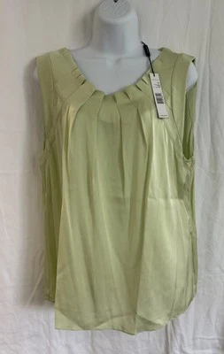 Blusa sin mangas de seda verde kiwi festival otoño Elie Tahari talla XL nueva con etiquetas Foto 1 de 4