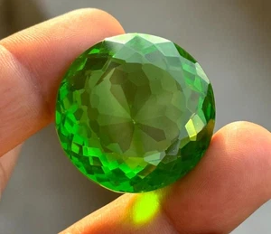 95. 50 Ct Natural Certified Green Peridot Translucent Round Shape Loose Gemstone - Picture 1 of 6