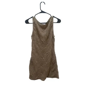 Reformation Textured Mini Dress Beige Brown Sz S,Tiny Hard to See Discoloration - Picture 1 of 5