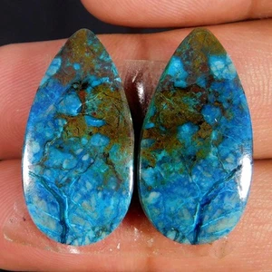 28,90 cts. Par de piedras preciosas sueltas cabujón pera azul natural emparejado - Imagen 1 de 3