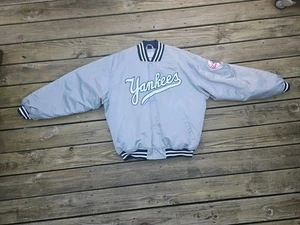 Vintage 90s MLB New York Yankees majestic Satin Bomber baseball Jacket size XL - Picture 1 of 9