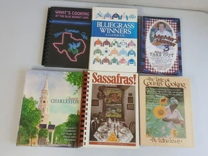Vintage Cookbook & Recipe Book Lot of 6 Junior League & Church Recipes Used - Picture 1 of 19