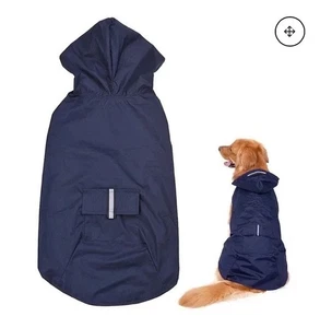Easy On Off wasserdichter Hunderegenmantel reflektierende Streifen Hoodie Jacke 19,5" lang - Bild 1 von 5