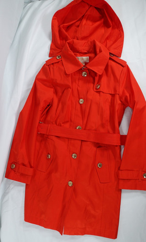 Giacca Michael Kors donna media con cappuccio cintura trench impermeabile